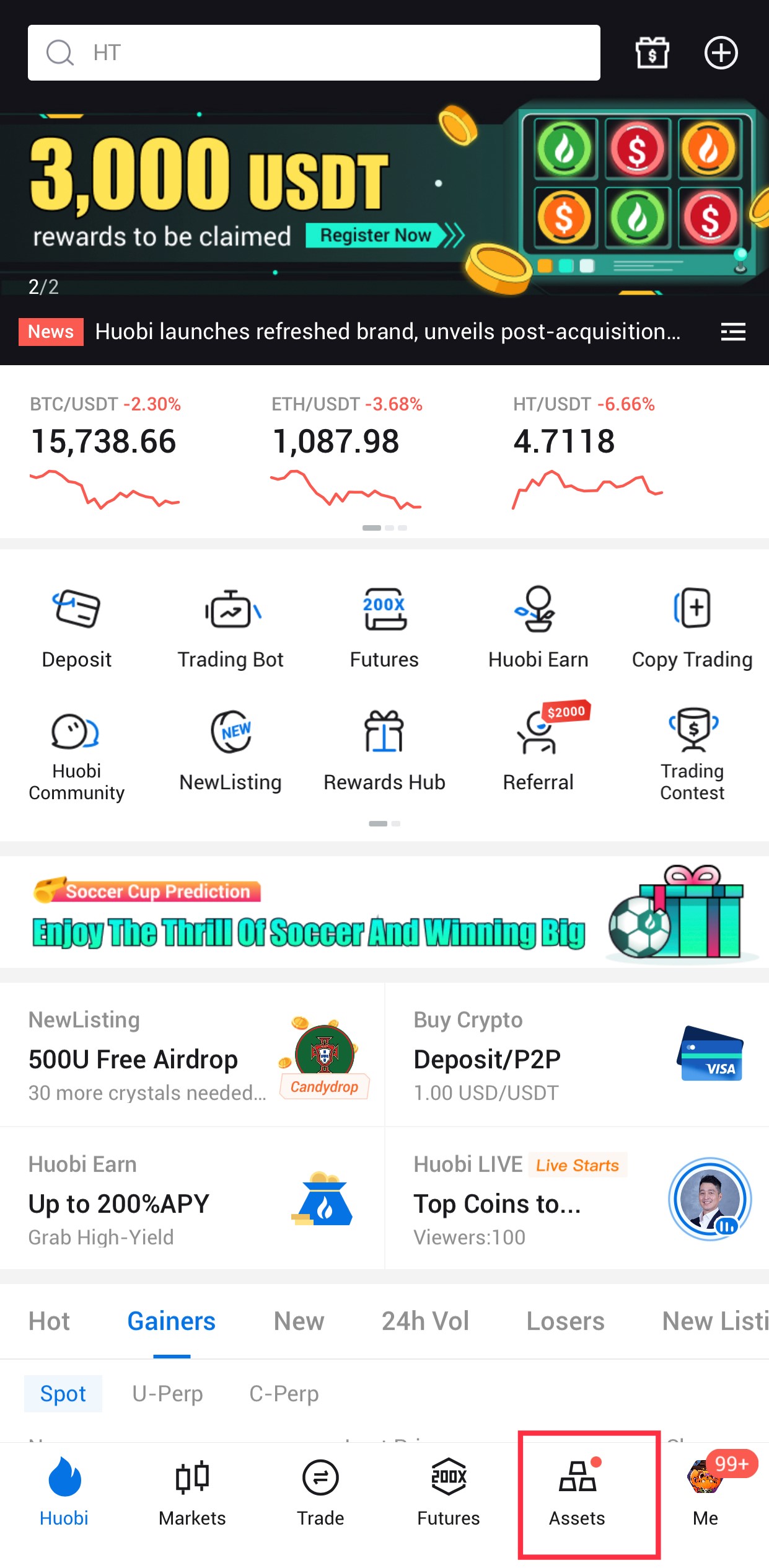 huobi英文主界面